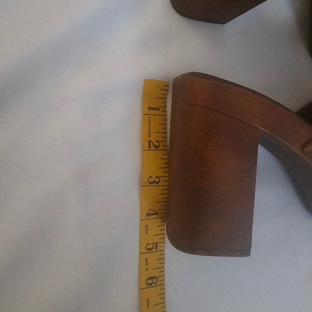 Carlo Pera Brown Suede Chain & Stud Accent Slip On Mule Platform Sandals Size 41 - Picture 7 of 8